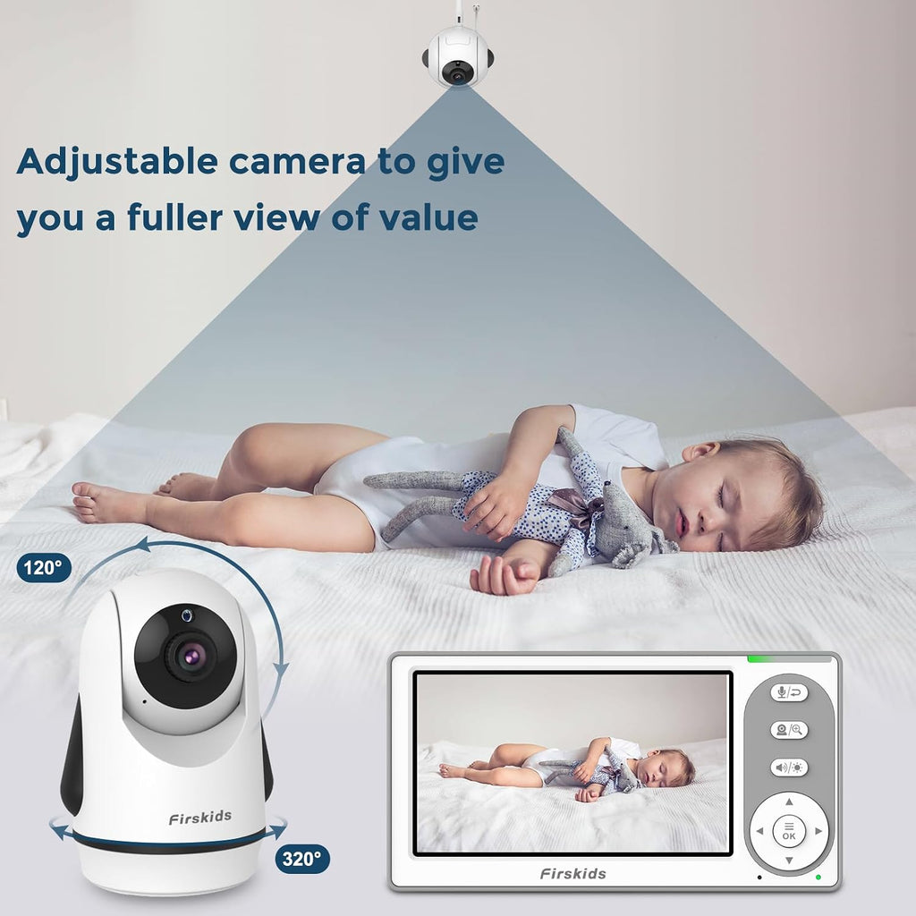 Baby Monitor - 1000ft Long Range Baby Monitor with Camera and Audio No WiFi, Built in 3500mAh Battery,Auto Night