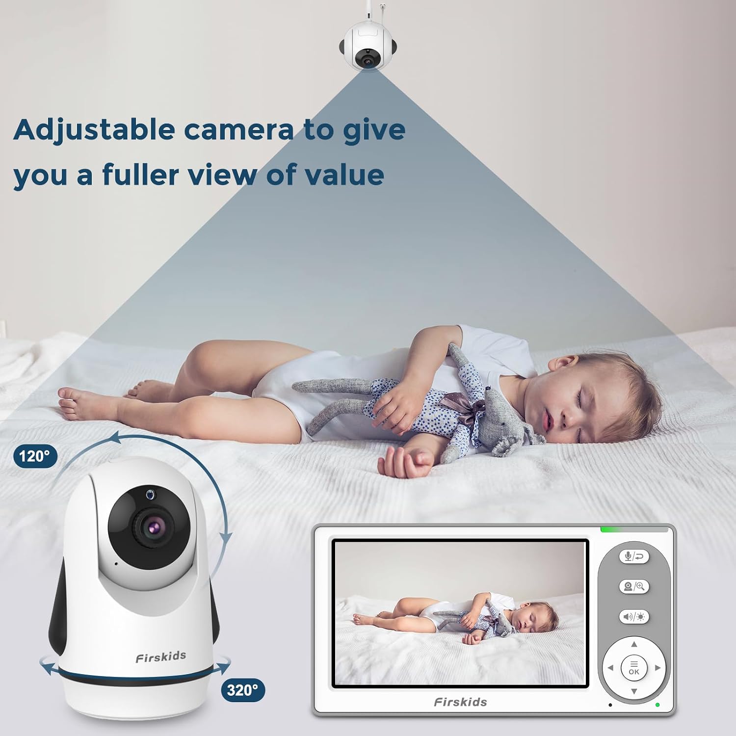Baby Monitor - 1000ft Long Range Baby Monitor with Camera and Audio No WiFi, Built in 3500mAh Battery,Auto Night
