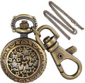 Star Hollow Design Men's Quartz Pocket Watch, Vintage Souvenir Gift Keychain and Chain Dual-Use Pocket Watch