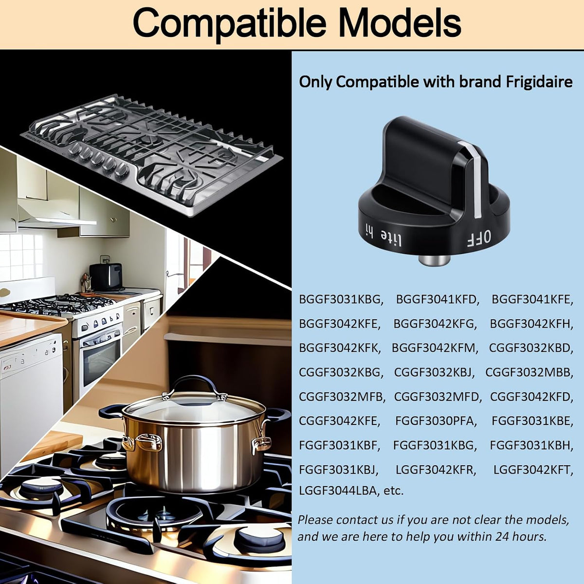 Upgrade 316564511 Stove Knobs Replacements, Reinforced Stainless Steel Protection Ring, Only Compatible with Frigidaire Gas Range/Oven/Stove Knobs (5 Pieces)