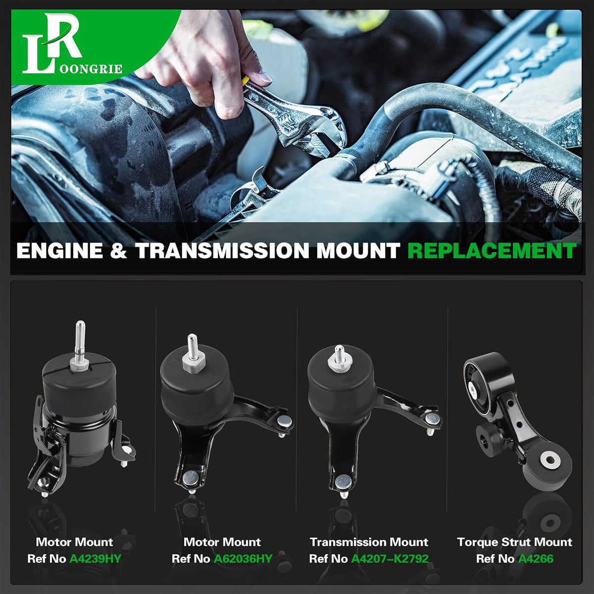 Engine Motor and Transmission Mount Kit Compatible with 2007-2010 Sienna