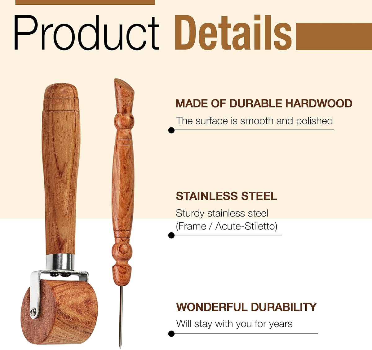 Seam Roller & Stiletto for Sewing/Quilting - Wooden Pressing Roller, Easy to Grip Handle - Wooden Sewing Quilting
