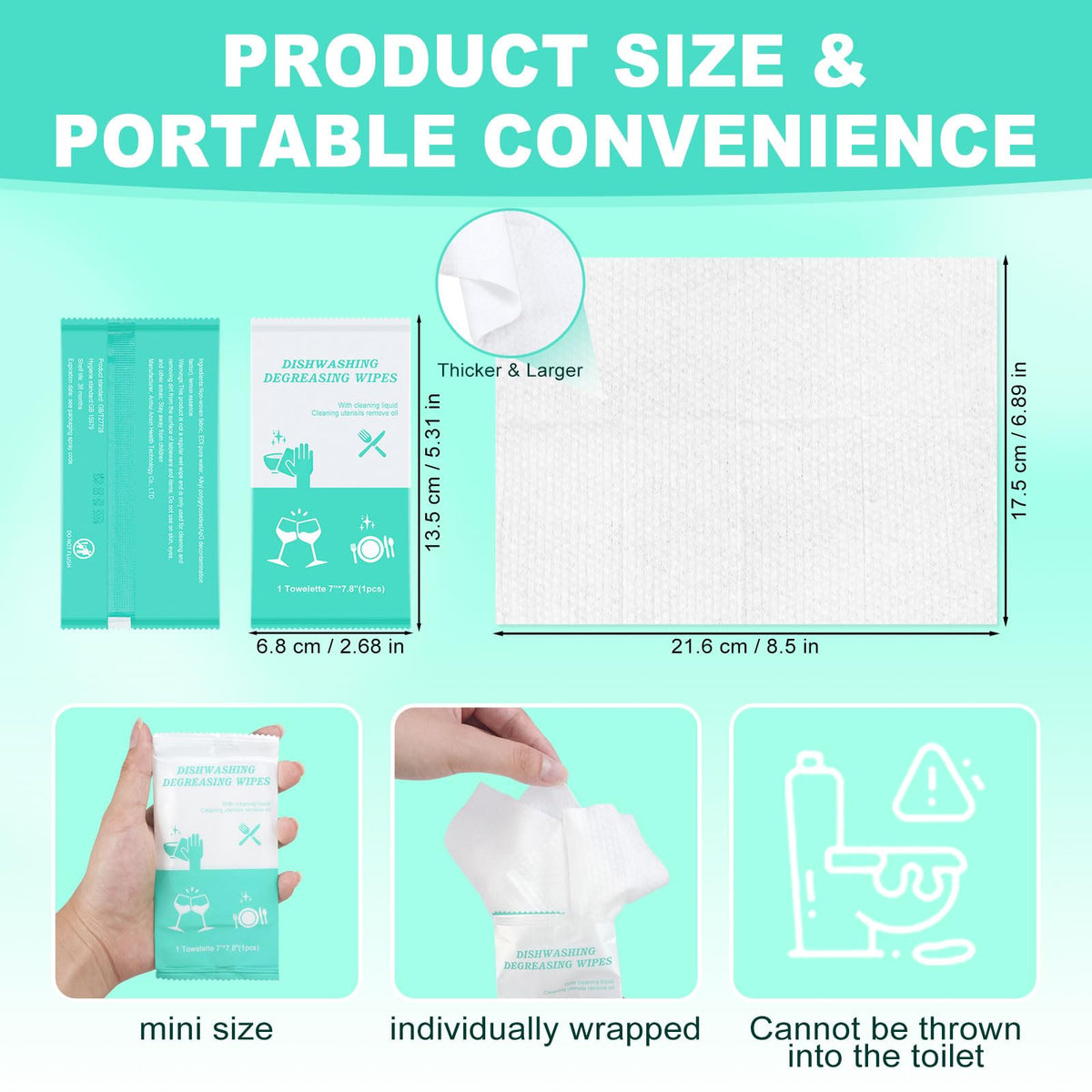 50 Disposable Dish Cleaning Wipes Individually Wrapped