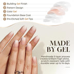 Press On Nails Short Square, Ombre Nude Cream Soft Gel Fake Nails