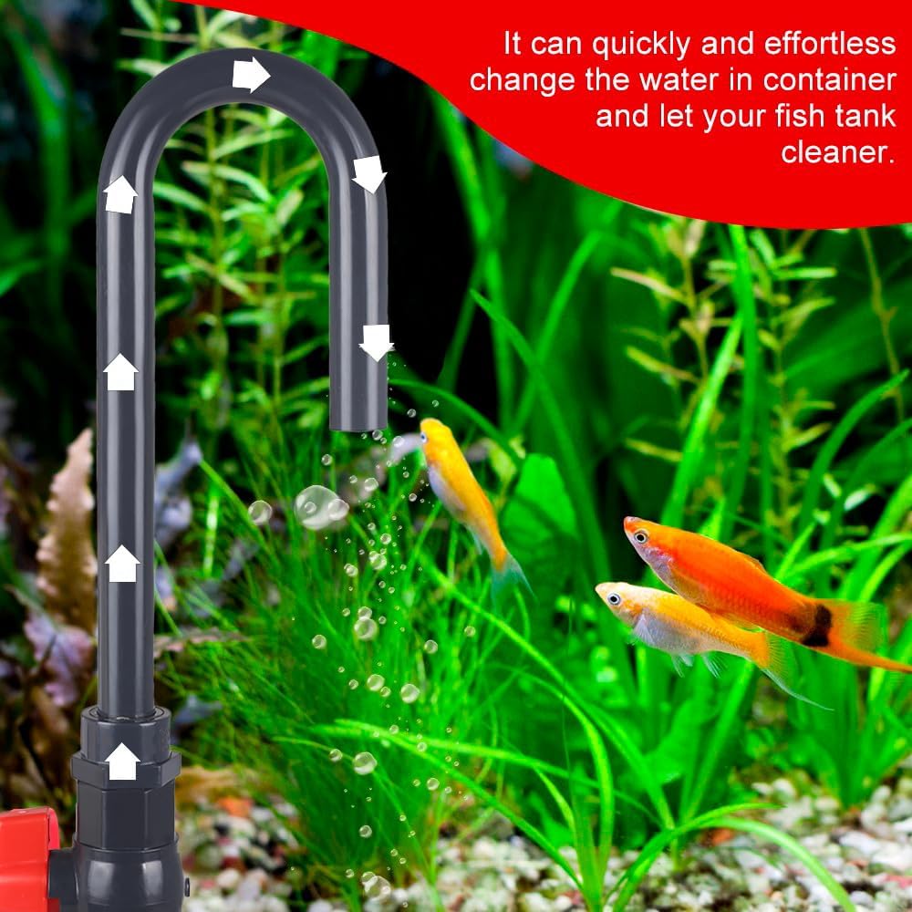 Aquarium Water Changer, PVC Aquarium Water Filler Hanging Fish Tank Hook Filler with Flow Switch for 1/2“, 5/8”, 3/4”