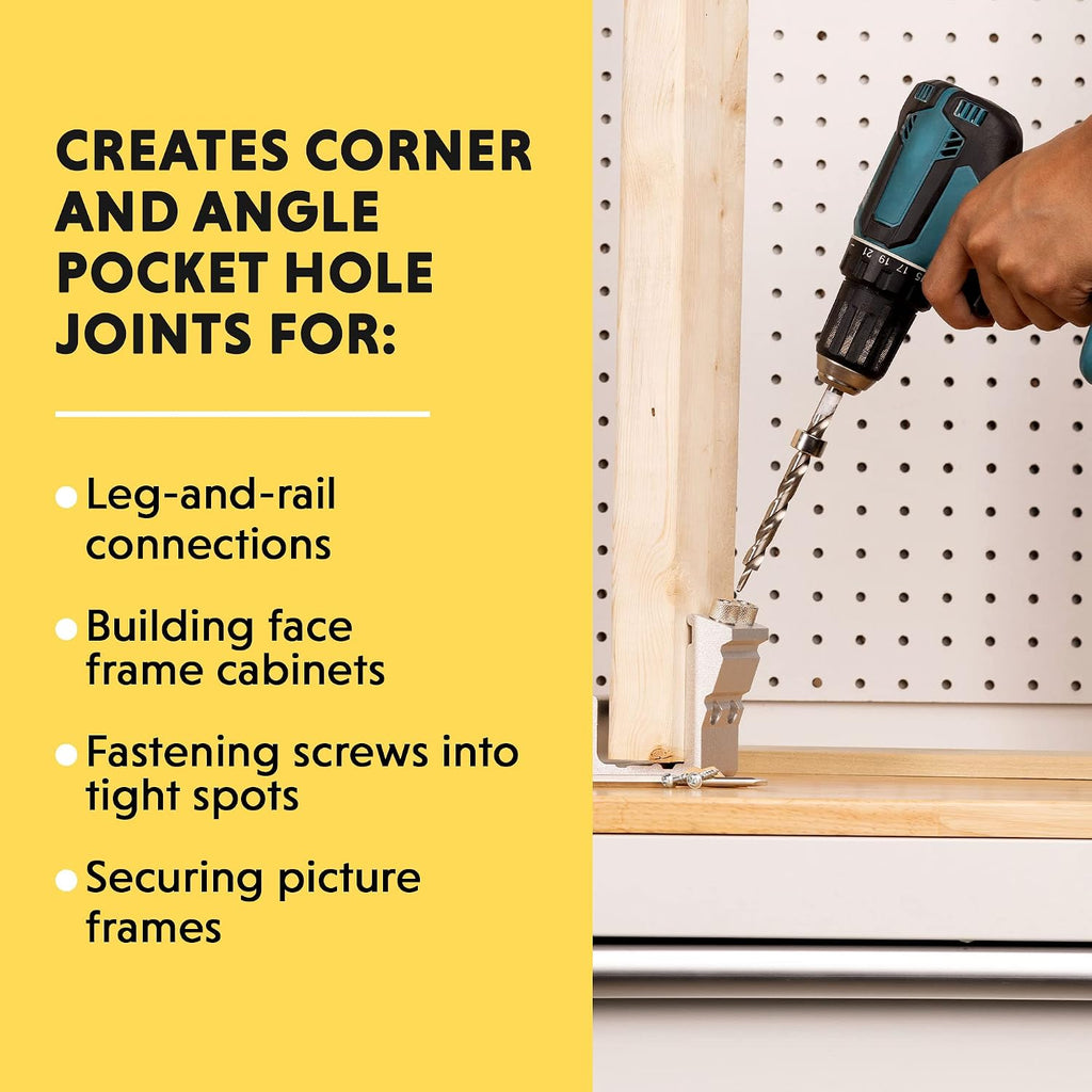 Woodworking Pocket Hole Jig Kit - All-In-One Aluminum Pocket System with Carrying Case