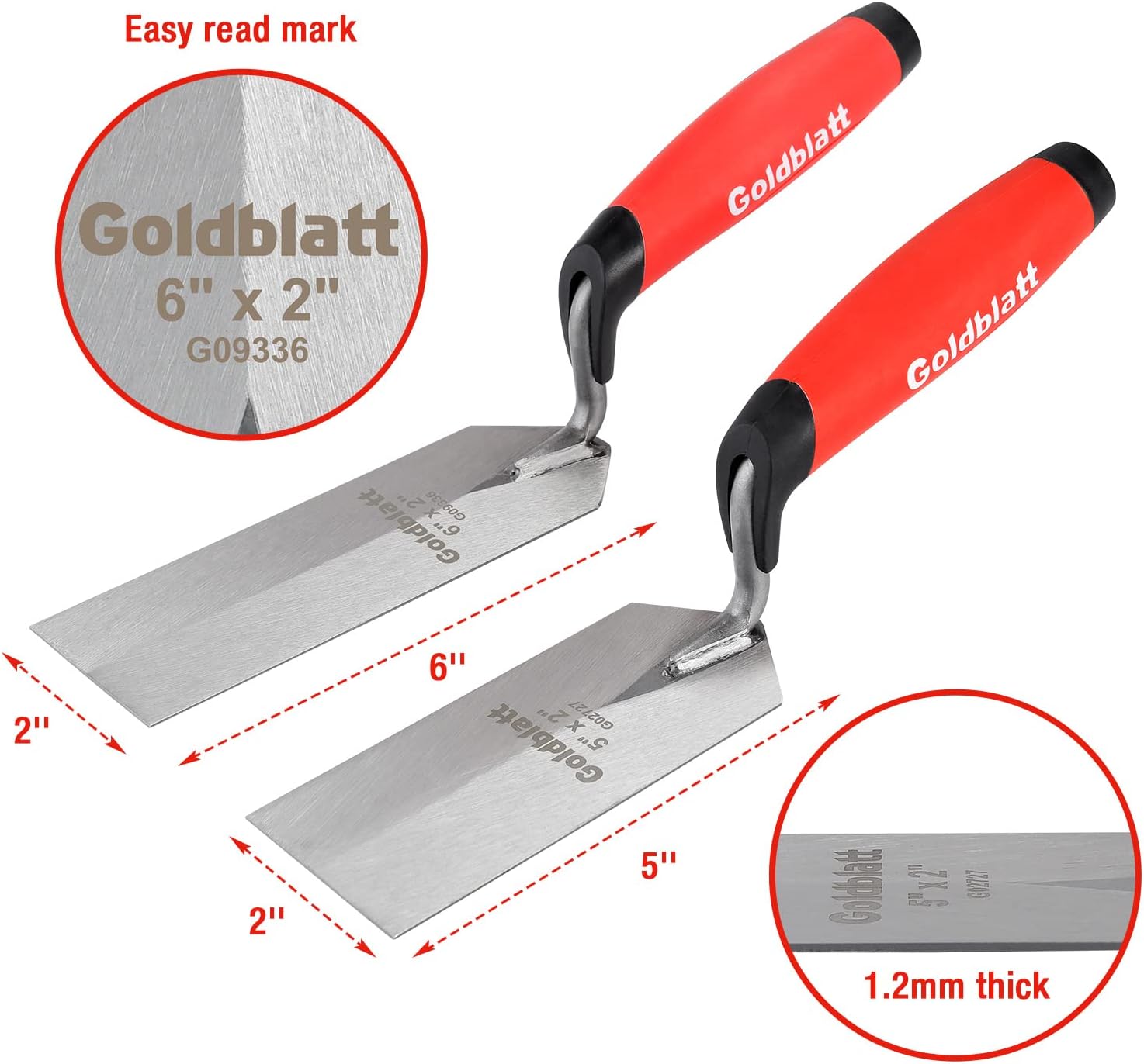 6''X2'' & 5''X2'' Margin Trowel Set for Tile, Masonry, Cement | Margin Trowel, Cement Trowel, High-carbon Steel