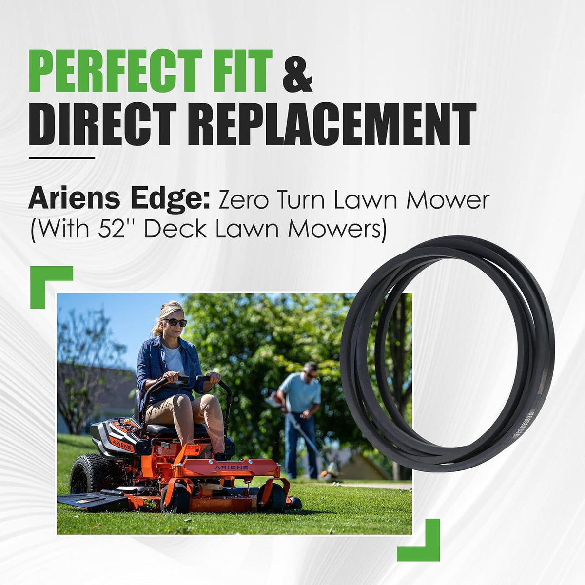 07200839 Mower Deck Belt Fit for Ariens Edge 52 Zero Turn Lawn Mower - Durable & Easy Install (1/2" x 143.60")