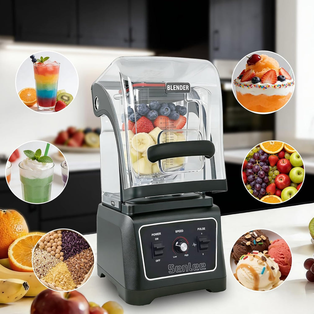 Heavy-Duty 2200W Commercial Blender - 64oz BPA-Free Jar, Quiet Shield