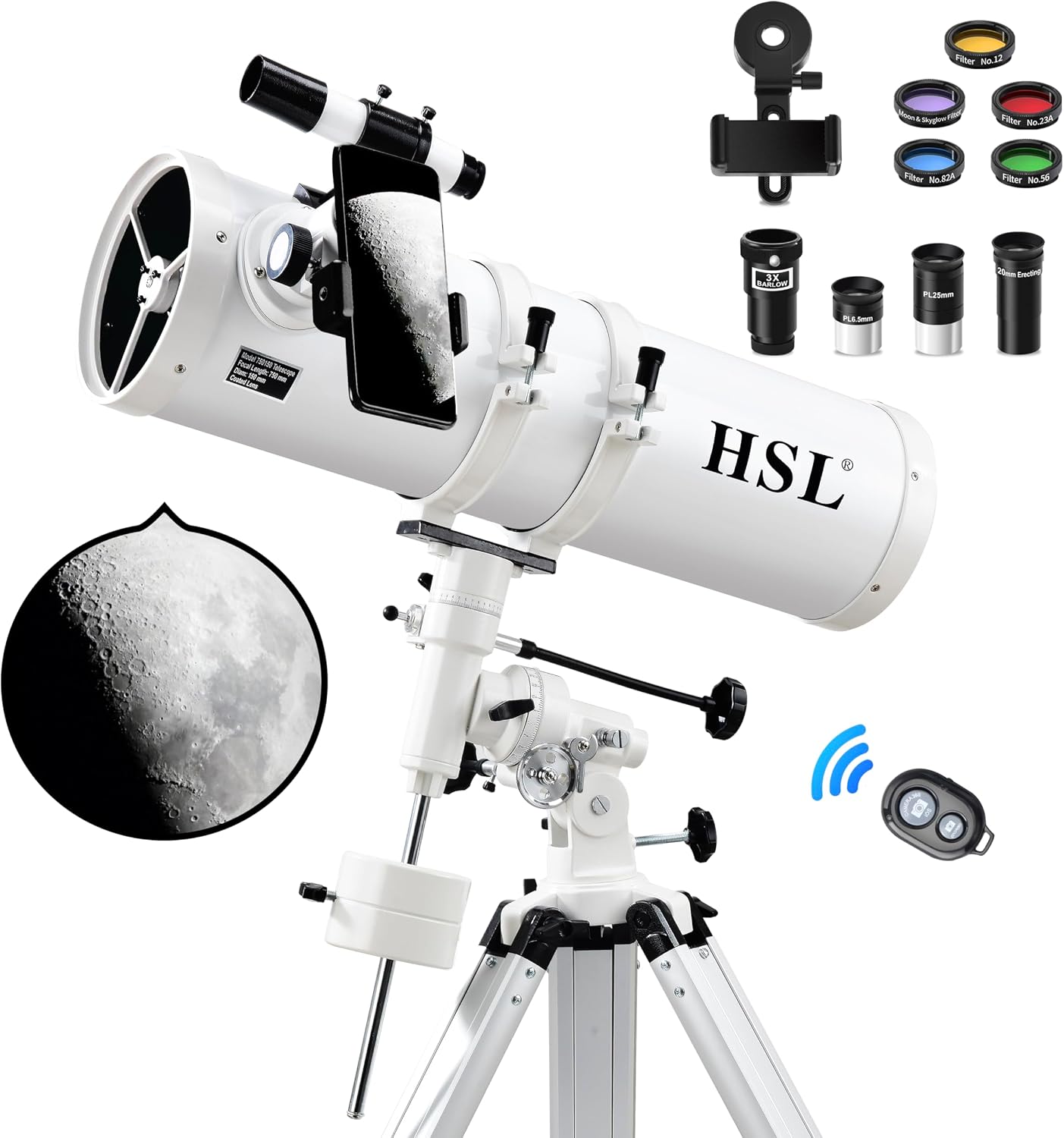 150EQ Astronomical Reflector Telescope for Adults high Powered,150mm Aperture Professional Telescopes for Adults