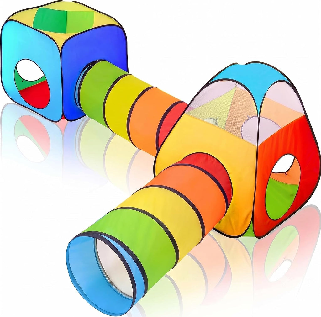 4 in 1: Play Tent With Crawling Tunnel, Partial Ball Pit, and Playhouse - Children's Baby Tent With Bag