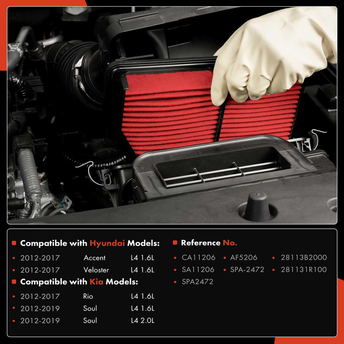 A-Premium Pre-oiled Engine Air Filter Compatible with Kia & Hyundai