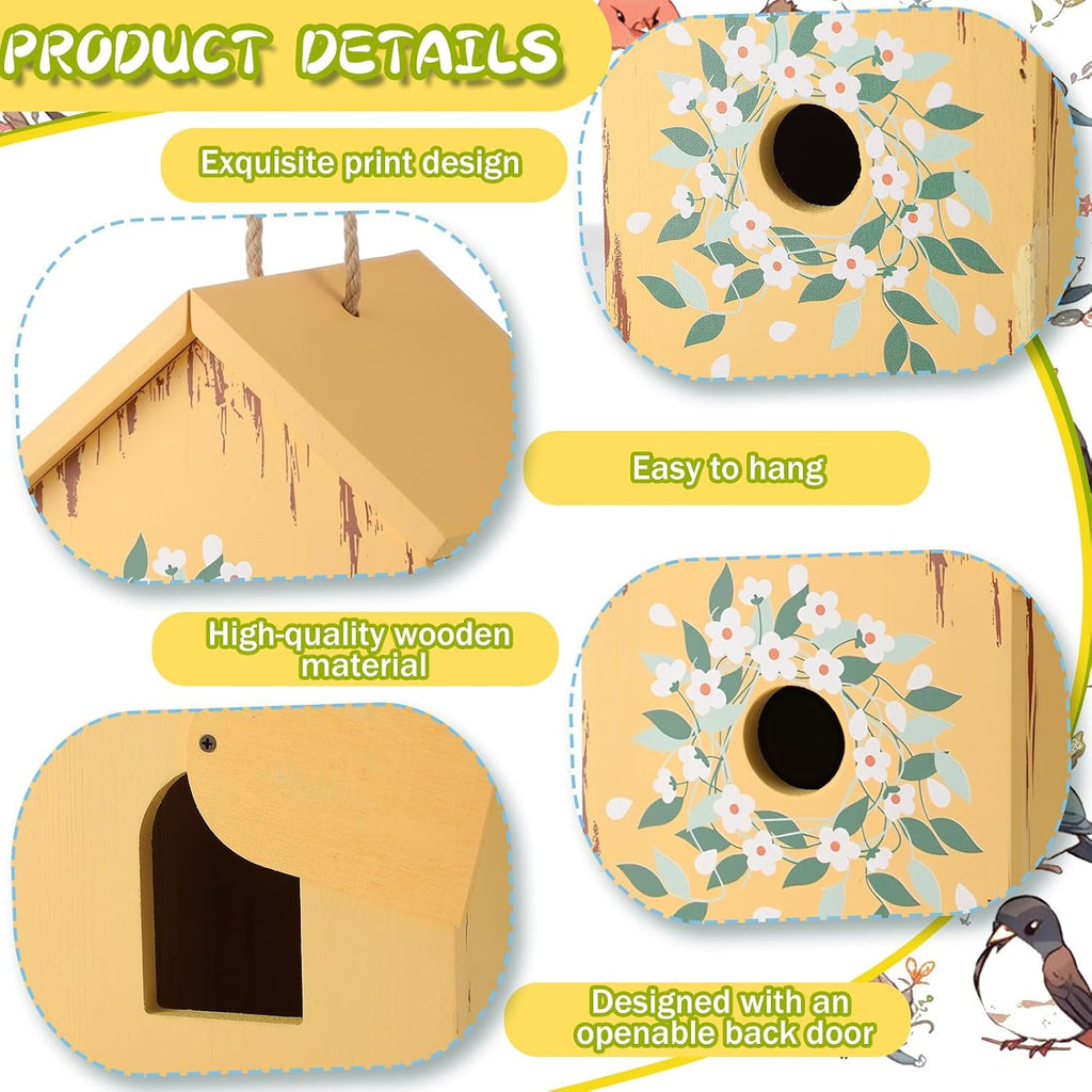 2 Pack Wren Houses for Outside, 1.2 Inch Entrance, Vintage