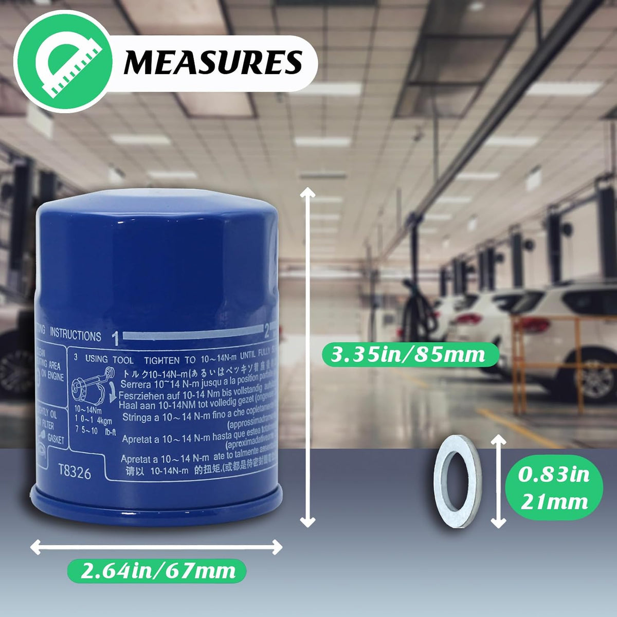 3PCS CMDOCK Oil Filter, Upgraded Version 15400-PLM-A02, with Washers
