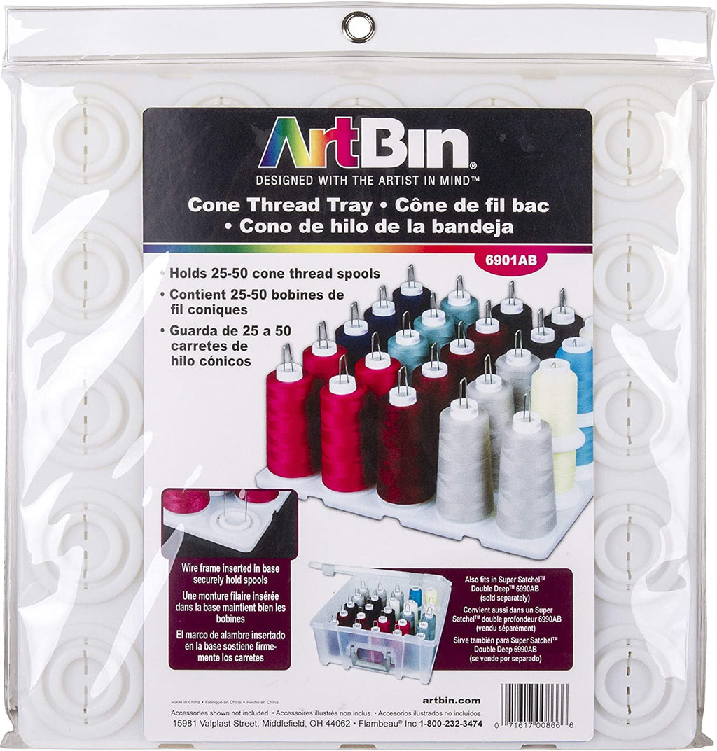 Super Satchel Cone Thread Tray, Serger Spool Organizer, White