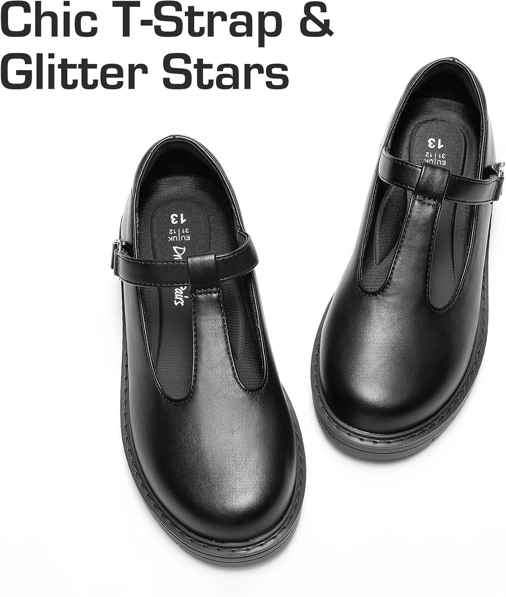 Girls Mary Jane School Uniform Shoes | Platform Flats Arch Support Girl Dress Shoes Chunky Dress Heel T-Strap