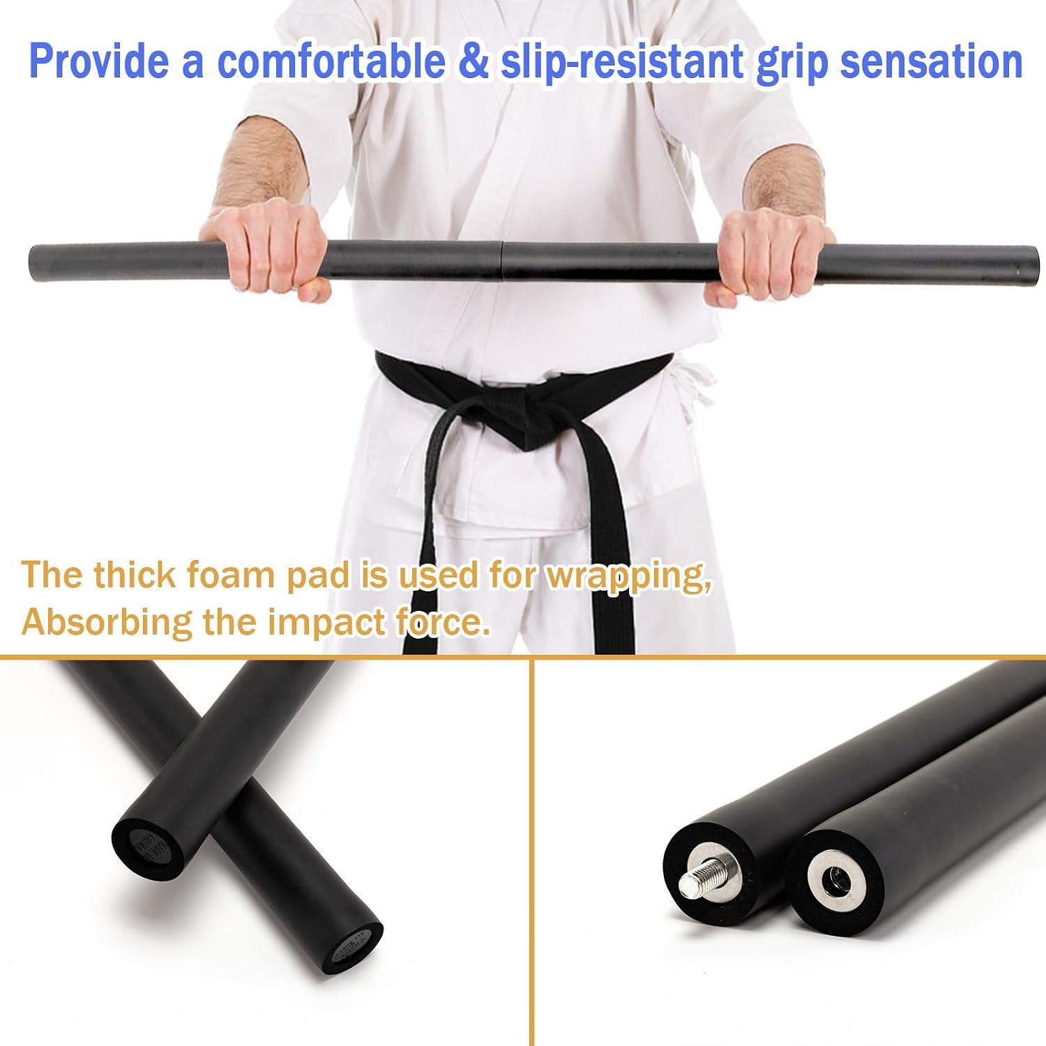 4ft - 6ft Adjustable Collapsible Bo Staff, Foam-Padded Martial Arts Training Staff for Yoga Stick & Safe Practice