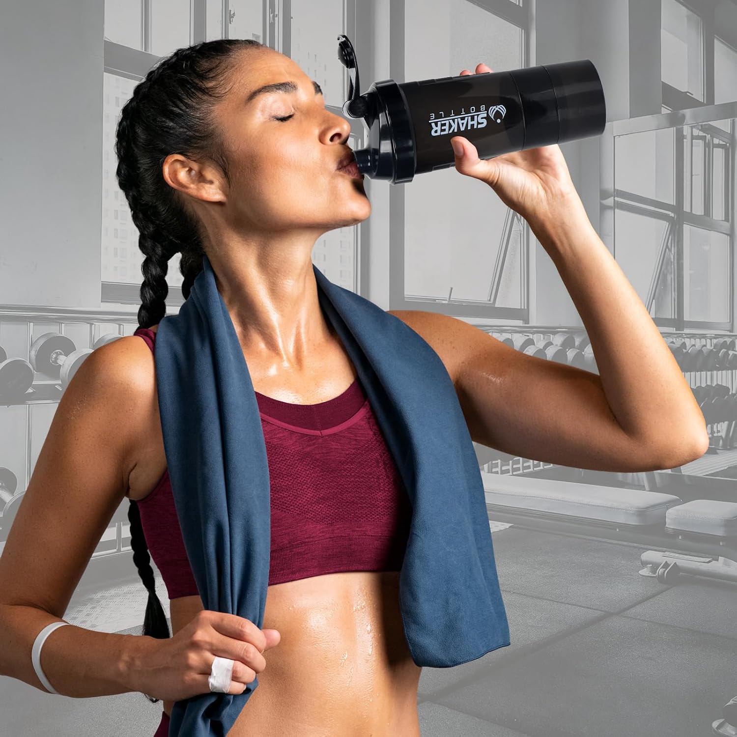 Shaker Bottle 16OZ Protein Shaker Bottles with Mix Ball Sports Water Bottle Leak Proof GYM Cup for Protein Mixes with