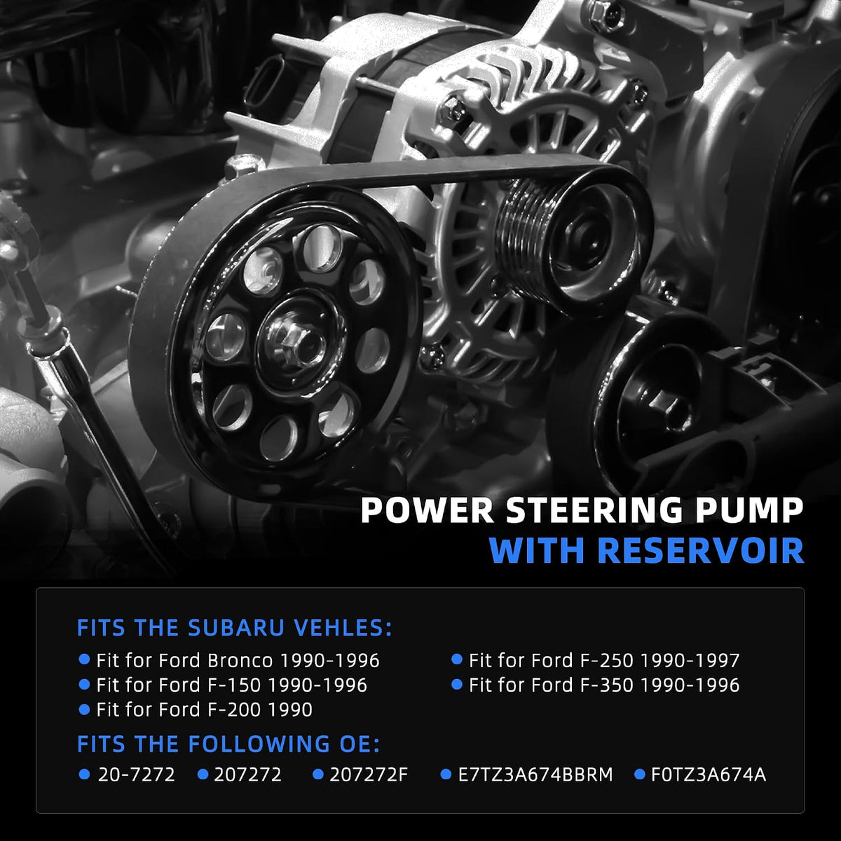 Power Steering Pump, 20-7272, for Ford Bronco F-150 1990-1996
