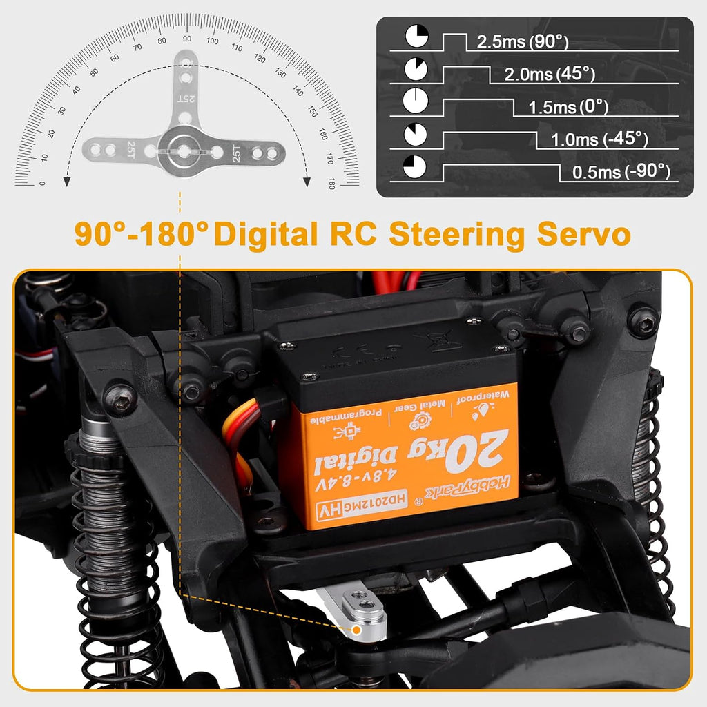 Waterproof Servo Metal Gear RC Servo Digital Servo w/Aluminum Horn RC Parts for 1/12 1/10 RC Crawler RC Truck RC Car