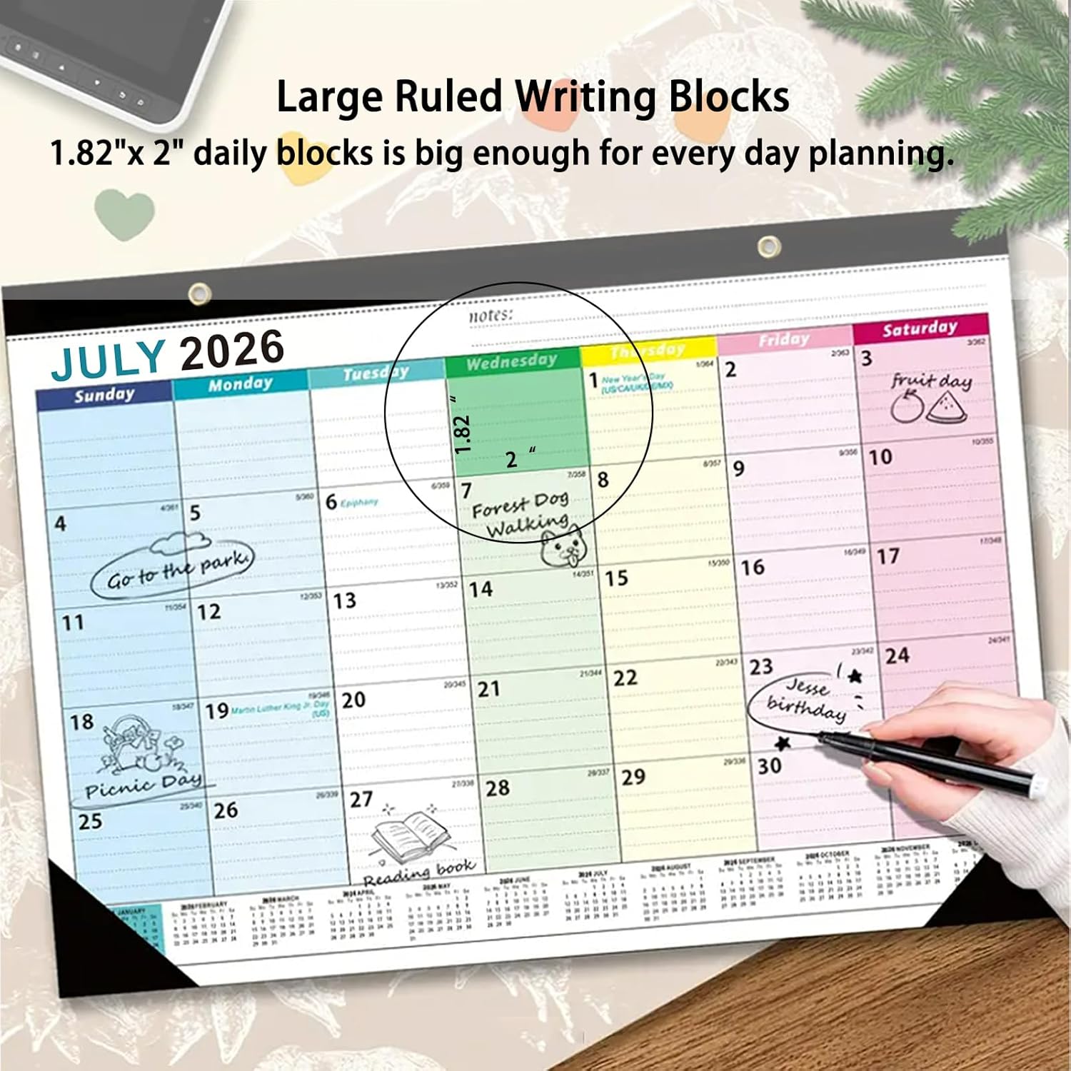 Desk Calendar 2026-2027 - 18 Month Desk Calendar july 2026-2027 Dec, 17" x 12", Large Desk Calendar with Thick Paper