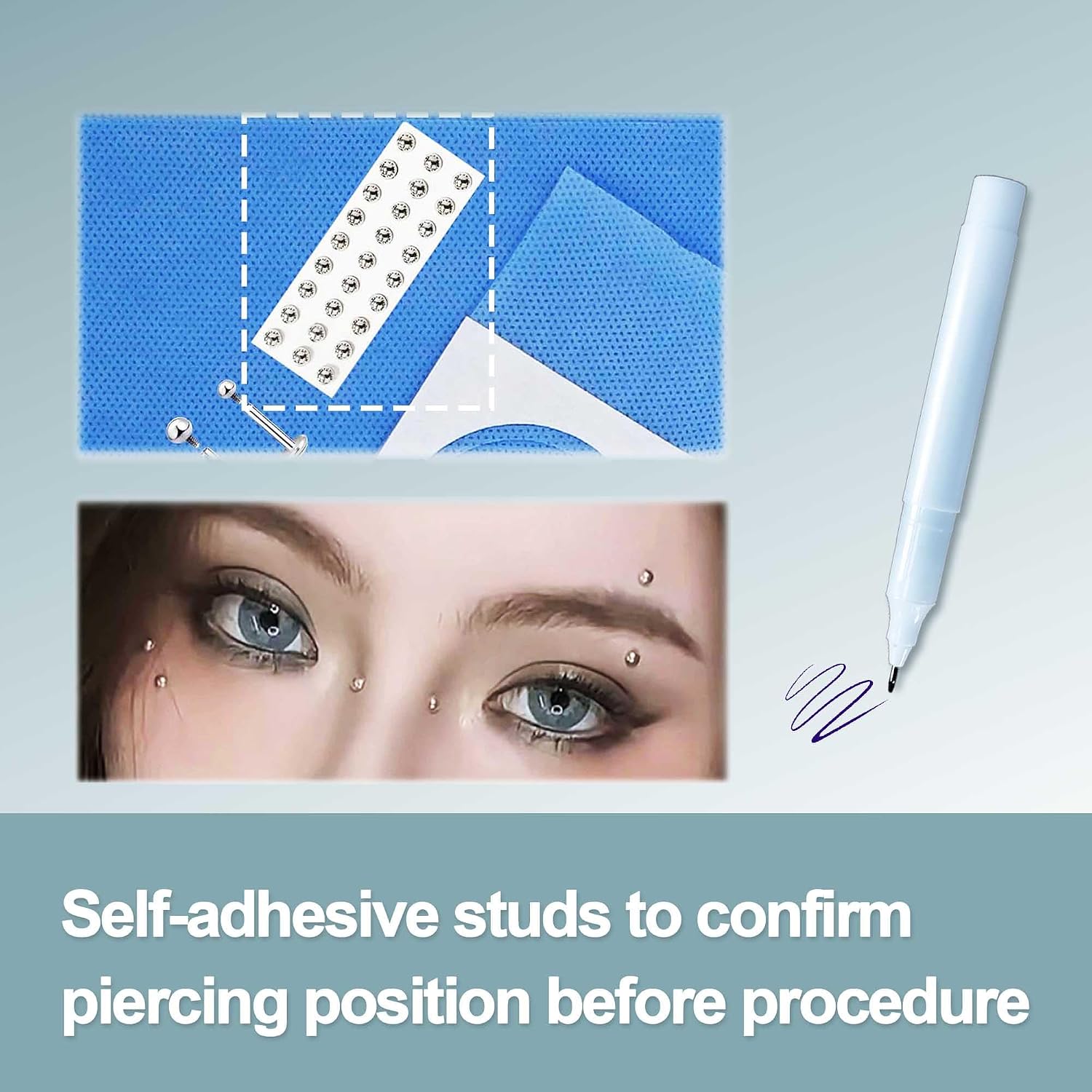 Professional Sterile Body Piercing Kit - Disposable Sterilized Piercing Set for Ear, Nose, Navel Piercing