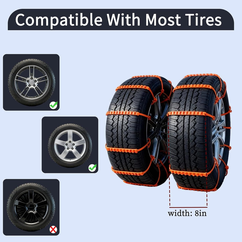 Universal Anti-Skid Snow Tire Chains for Cars SUV Trucks - Adjustable 14-19 Inch Emergency Winter Traction Tire