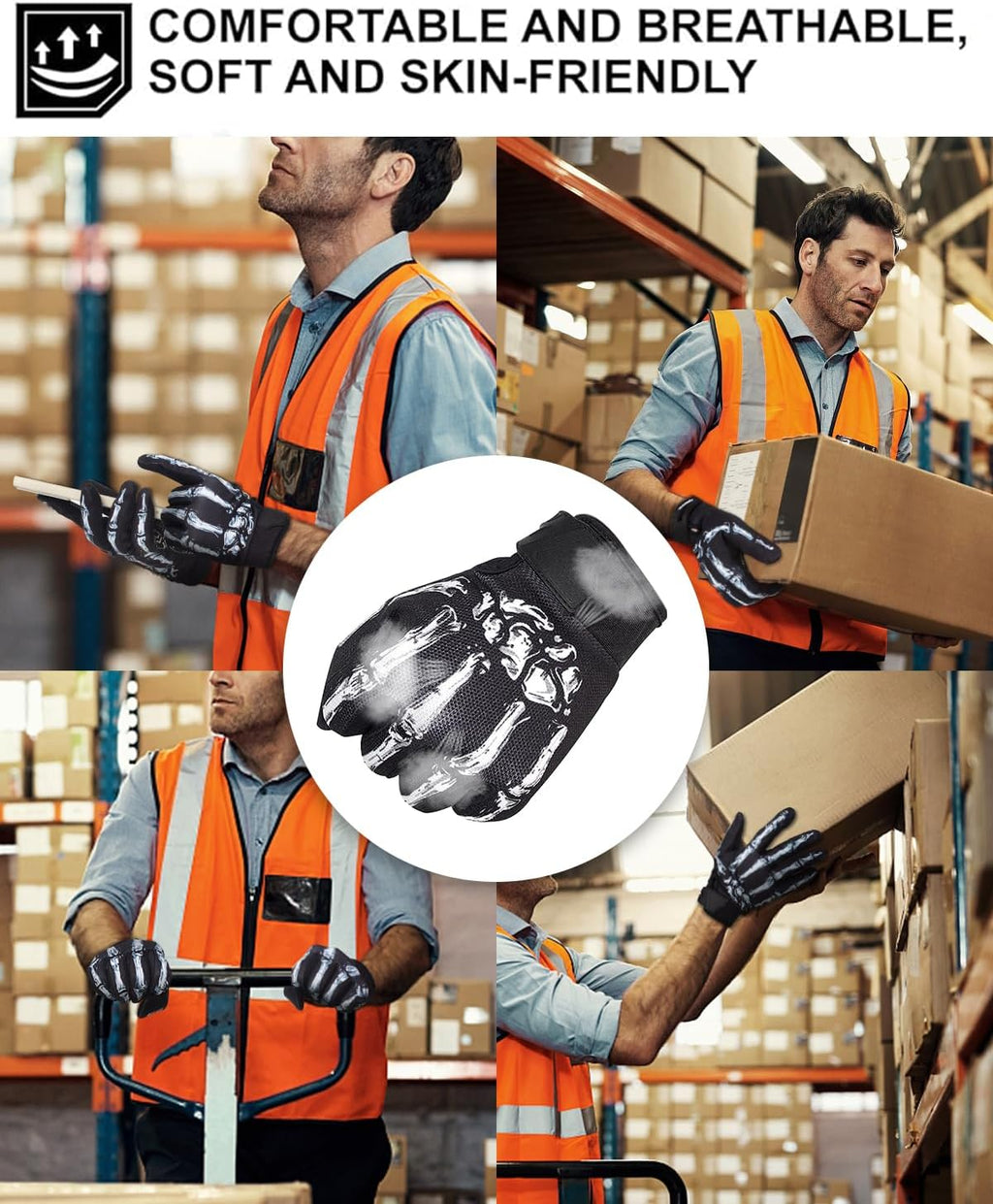 Motorcycle Gloves for Men Women Touchscreen, Lightweight Dirt Bike Glove Non-Slip, Skeleton Motorcycle Riding Glove