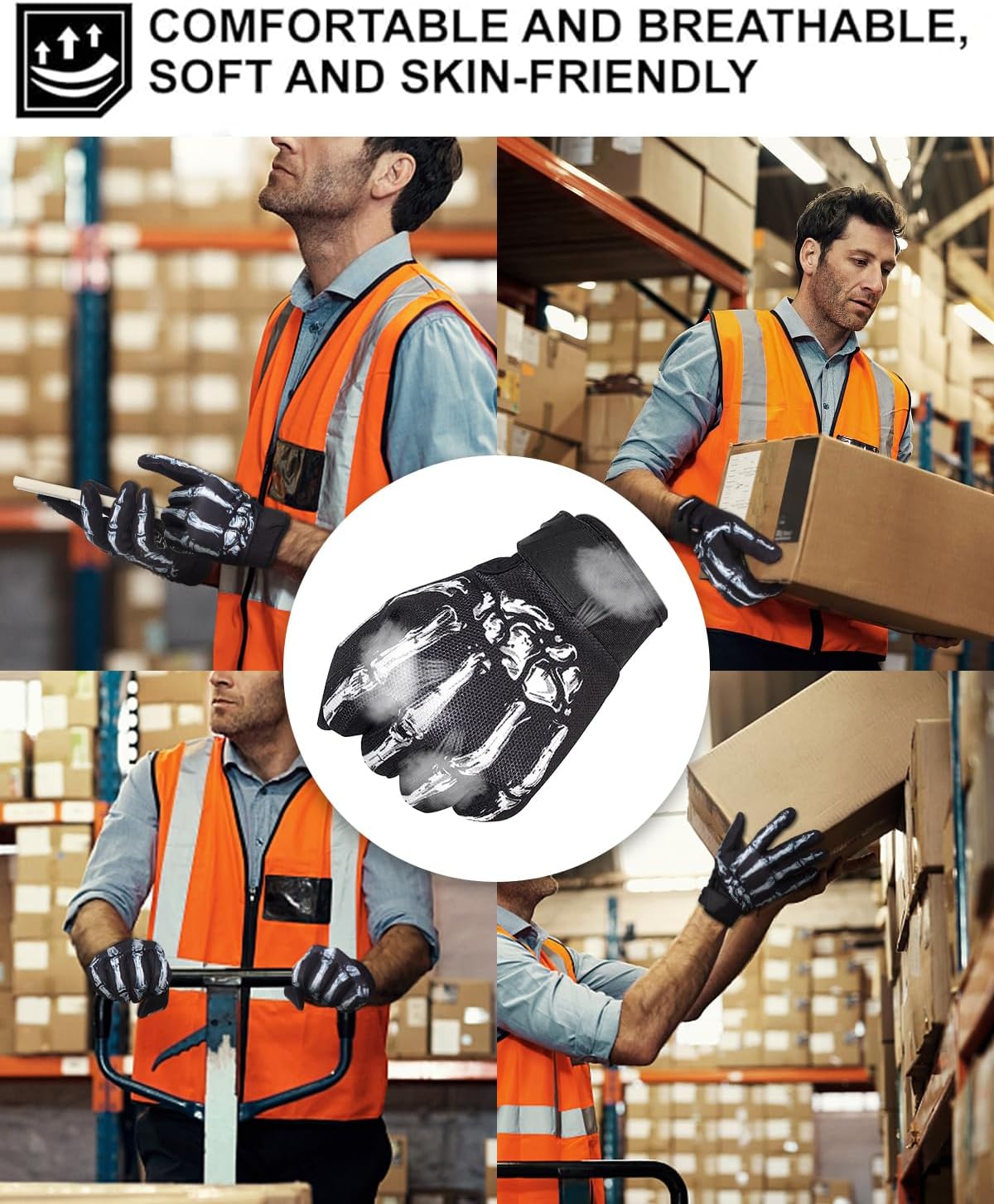 Motorcycle Gloves for Men Women Touchscreen, Lightweight Dirt Bike Glove Non-Slip, Skeleton Motorcycle Riding Glove