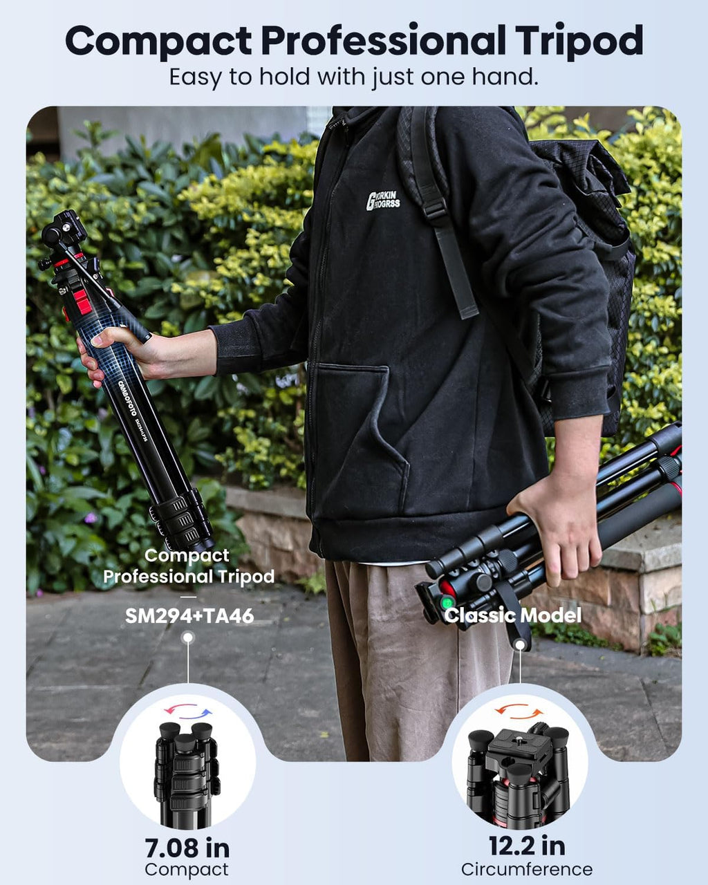 68" Heavy Duty Tripod, Video Tripod with Fluid Head | Aluminum Camera Tripod, 1/4" Smooth Pan/Tilt Head for