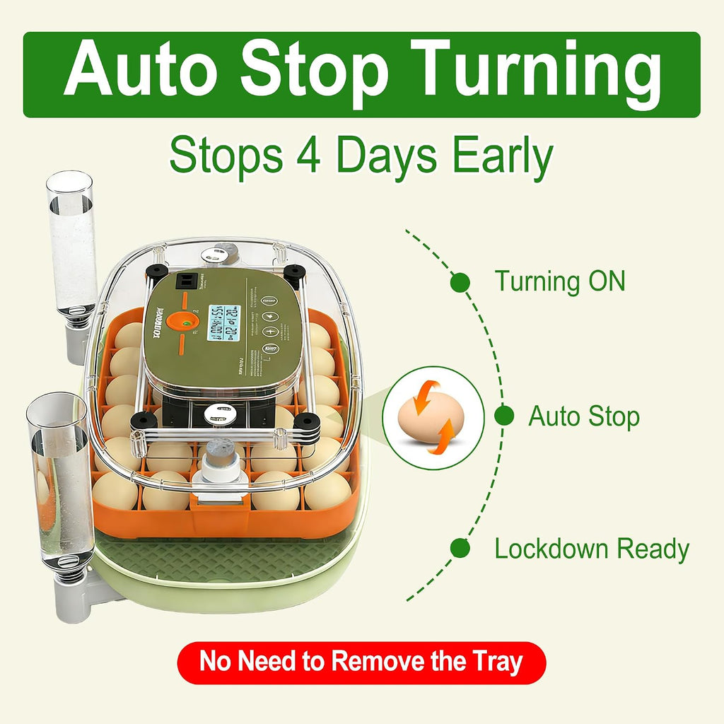 24-Egg Digital Incubator - Automatic Temperature and Humidity Control, LED Display, Automatic Rotation, External