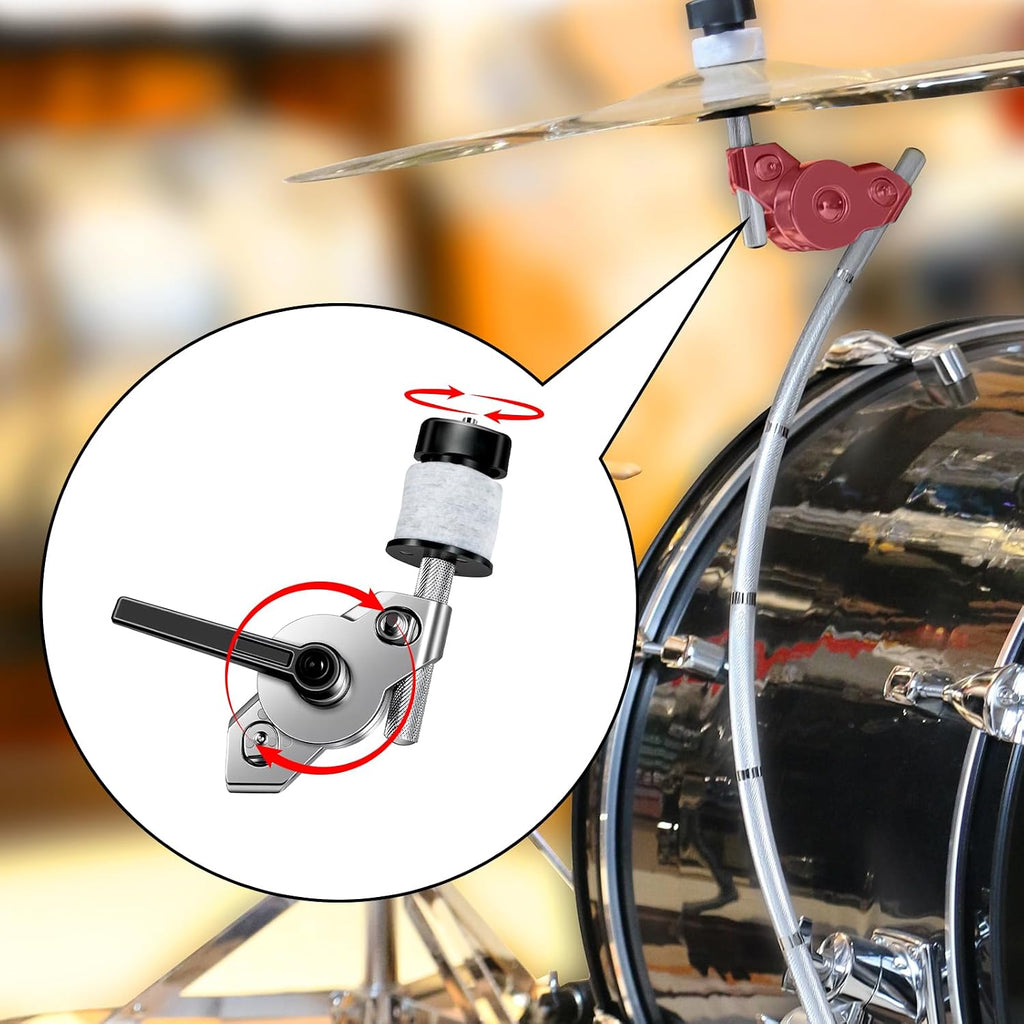Snare Drum Cymbal Clamp，Cymbal Expansion Clip,Silver | Cymbal Extension Mount Clamp for Splash, Crash and Effects