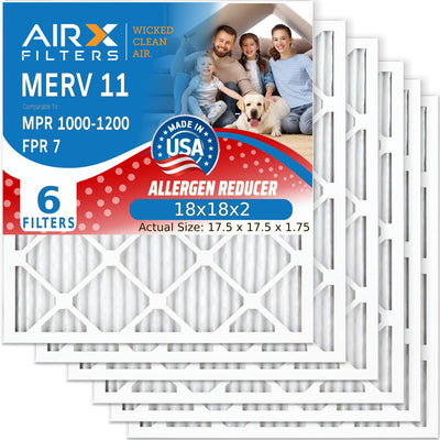 18x18x2 Furnace AC Filter MERV 11 Allergy 6-Pack