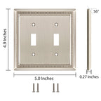Sunken Pearls Heavy-Duty 2 Toggle Light Switch Plate, Satin Nickel, 1 Pack