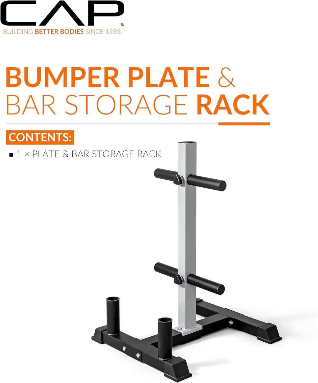 Olympic Bumper Plate Tree Rack with Barbell Holders, Heavy-Duty Weight Plate Storage Rack for Home Gym, Steel Olympic