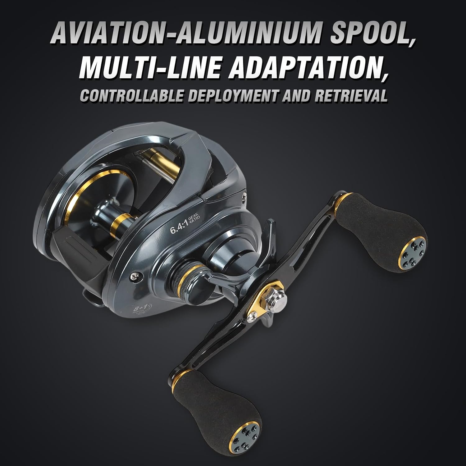 Baitcaster Reels 6.4:1 High-Speed Gear Ratio 33LB Max Drag 8+1 Bearings | Fishing Reel Aviation-Aluminium Spool