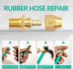 4pcs Premium Solid Brass Pneumatics Reusable Rubber Hose-End Repair Fitting, 3/8" Barb For 3/8-Inch ID Rubber Air Hose With 1/4" NPT