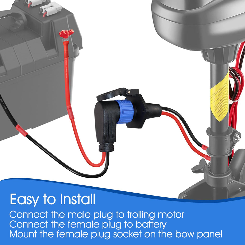 Trolling Motor Plug and Receptacle,12V/24V/36V/48V Trolling Motor Plug