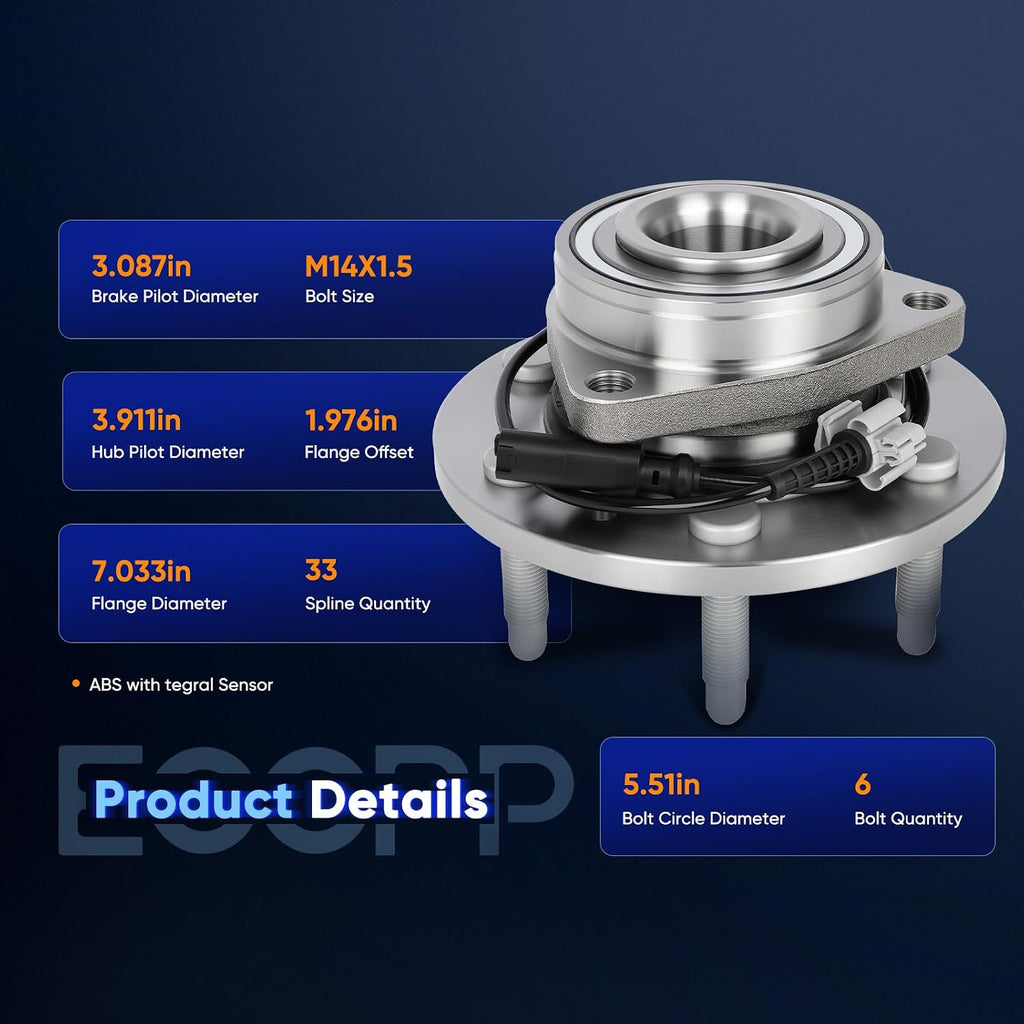 ECCPP 515096 Front Wheel Hub Bearing Assembly for Chevy Avalanche