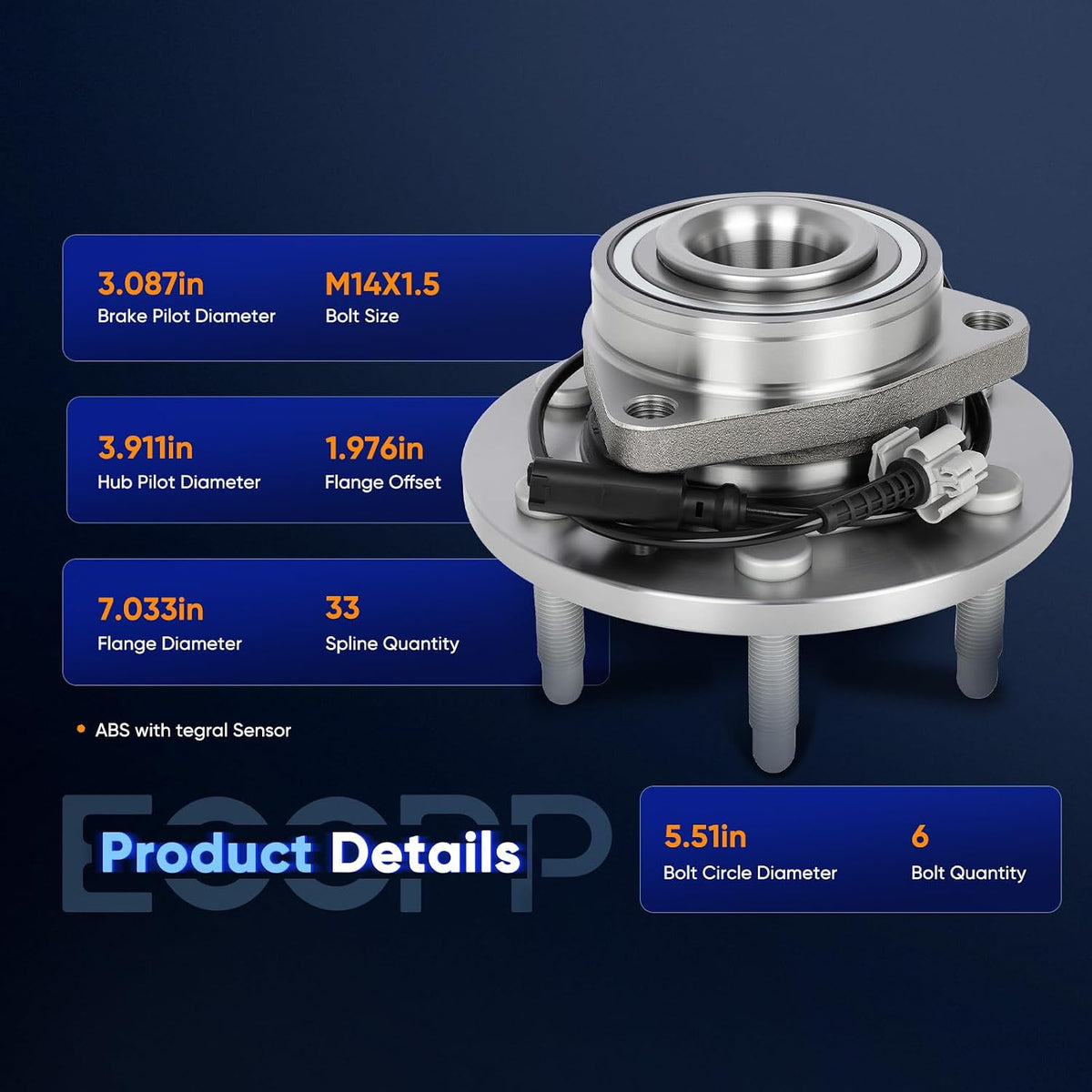 ECCPP 515096 Front Wheel Hub Bearing Assembly for Chevy Avalanche