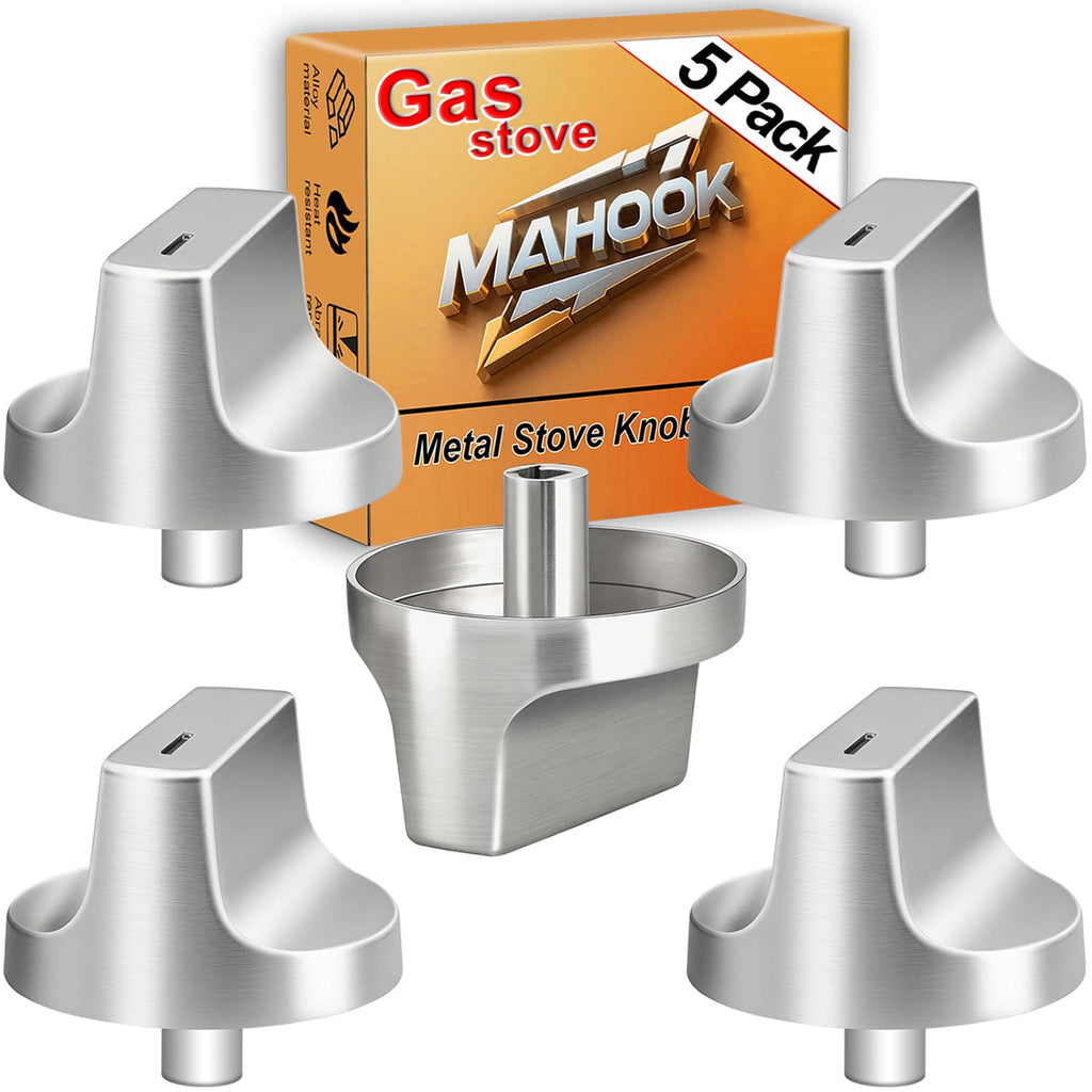 Upgraded Metal W11366438 for Whirlpool Stove Knobs Replacements,Stainless Steel Brushed,Compatible with Gas Cooktop