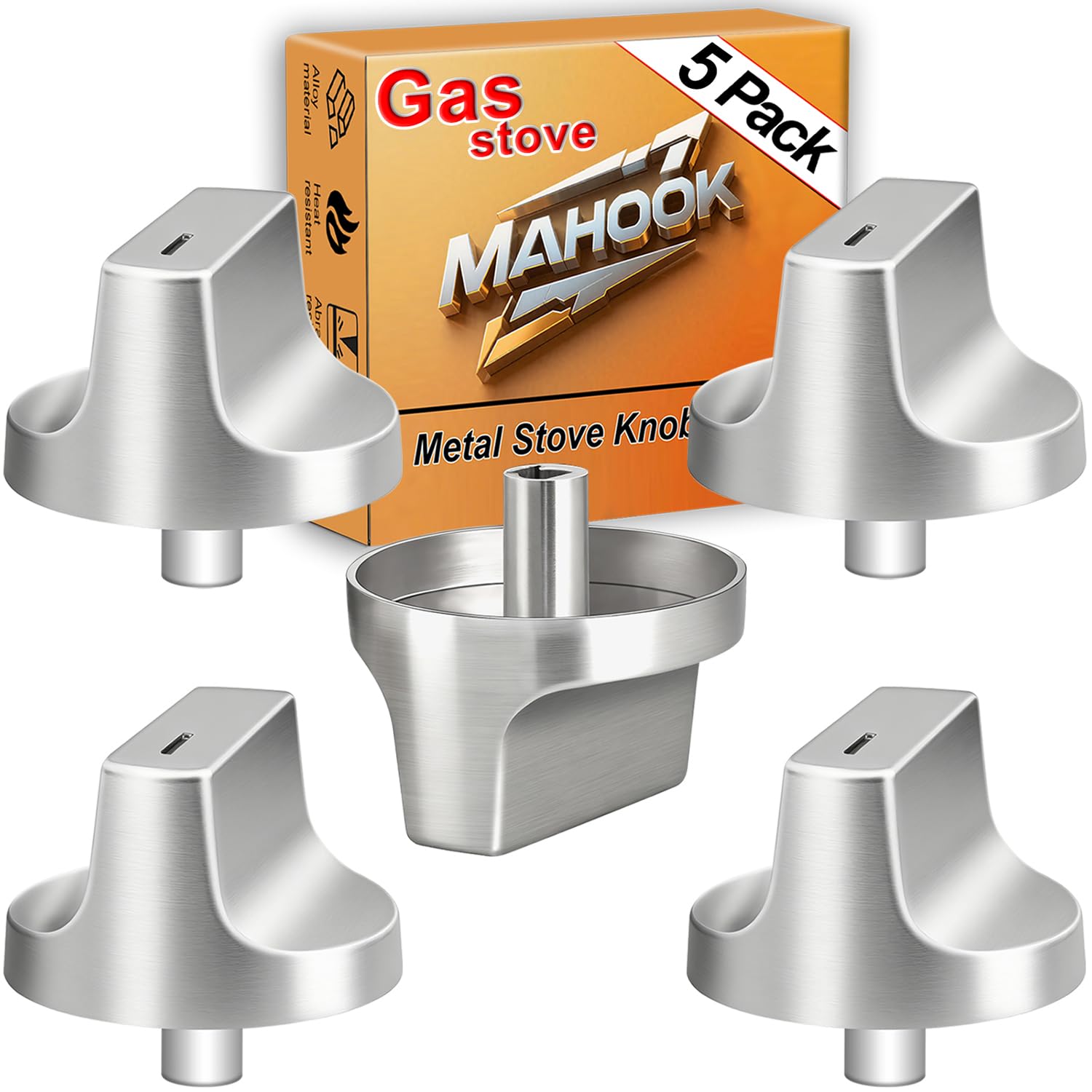 Upgraded Metal W11366438 for Whirlpool Stove Knobs Replacements,Stainless Steel Brushed,Compatible with Gas Cooktop