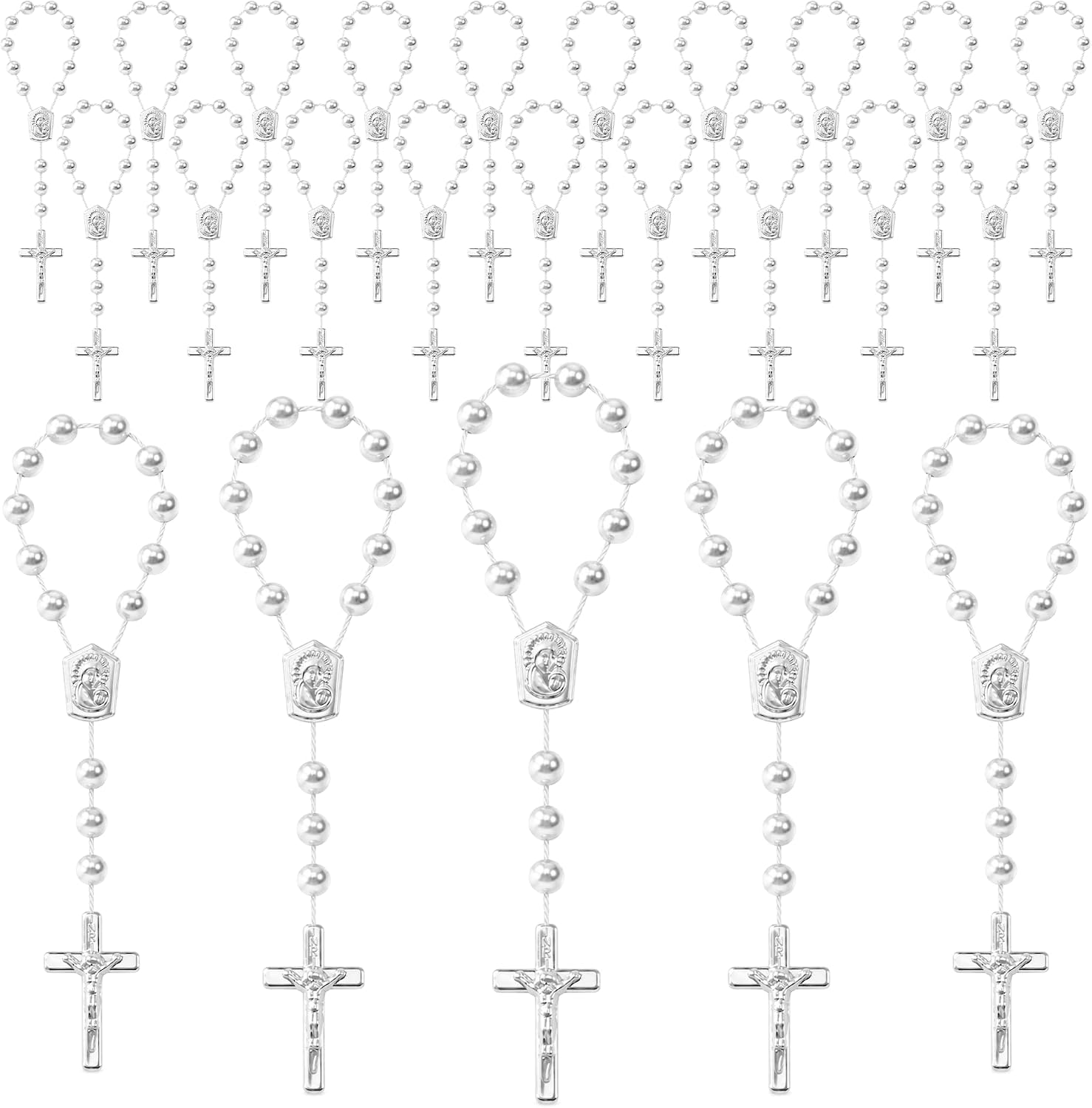 24 Pcs Mini Rosary Favors, Baptism Rosaries with Angel