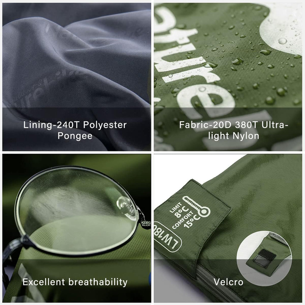 Lightweight Compact Sleeping Bag, 59℉/32℉ Envelope Ultralight Backpacking Sleeping Bag Portable, Waterproof with