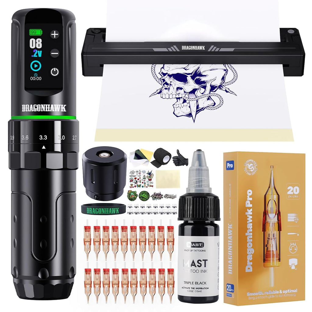 L3 Wireless Tattoo Machine Kit with A4 Thermal Stencil Printer
