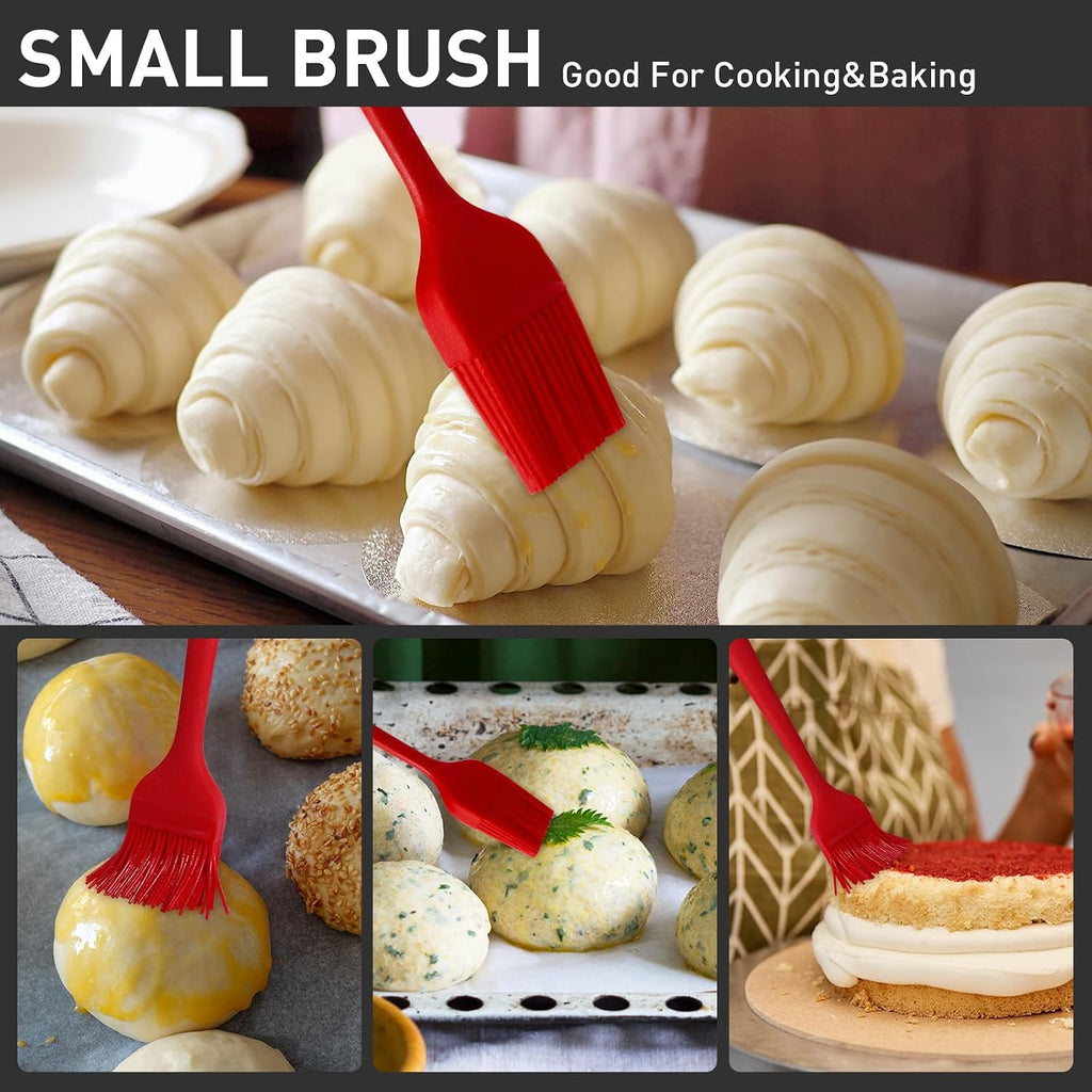 Silicone Basting Pastry Brush,2pcs 10+8 inch BBQ Sauce Brush,Red