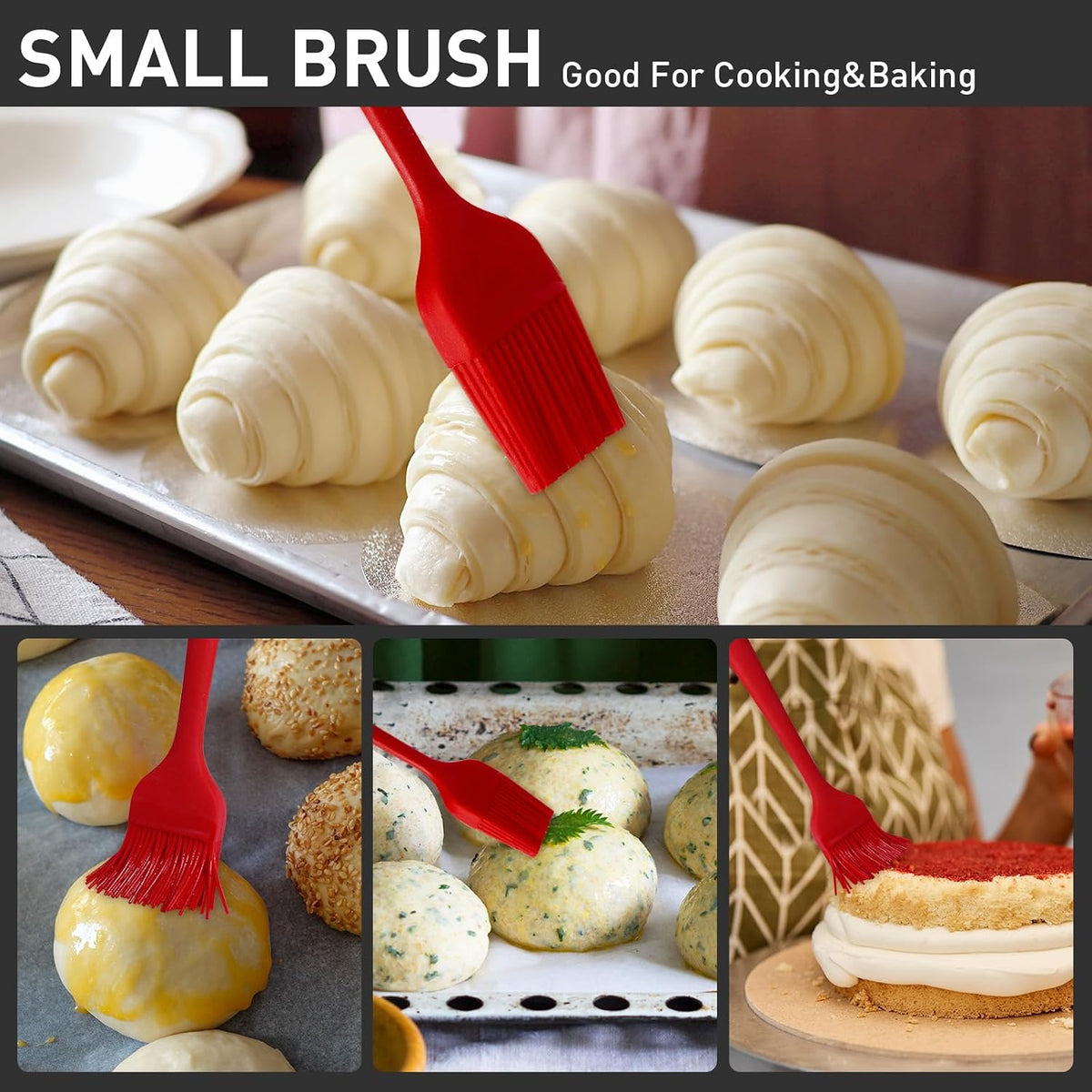 Silicone Basting Pastry Brush,2pcs 10+8 inch BBQ Sauce Brush,Red