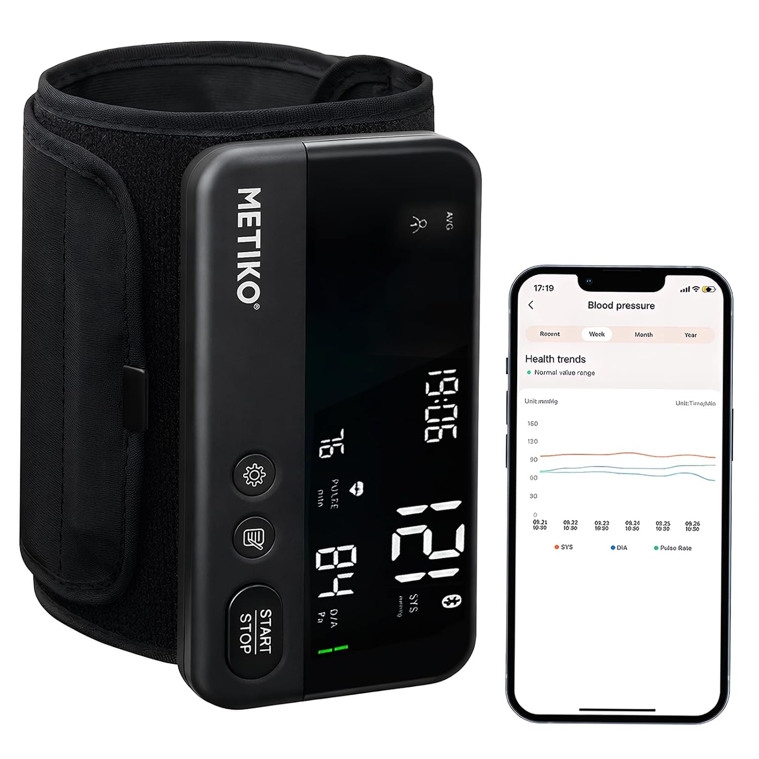 Wireless Blood Pressure Monitor Upper Arm Bluetooth Blood Pressure Machine, Ultralight Portable Rechargeable Blood