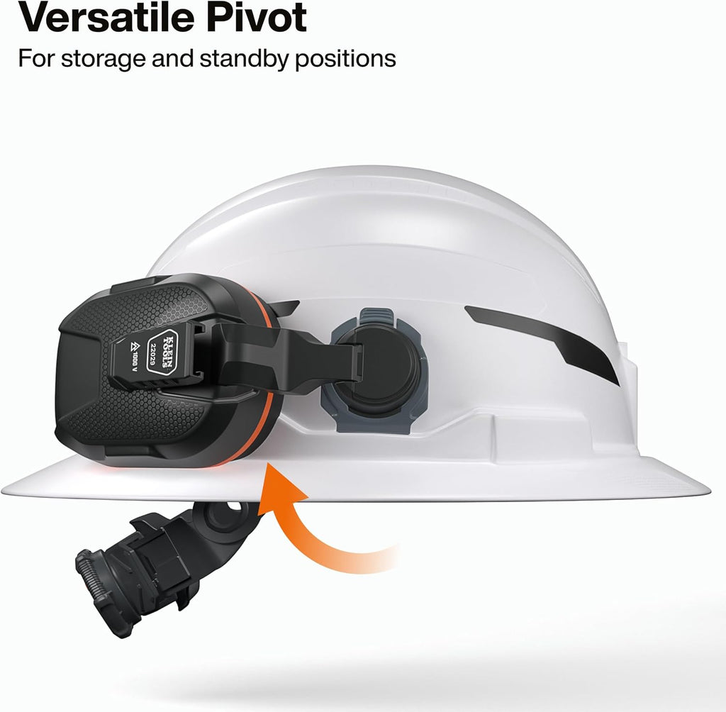 KLEIN TOOLS 22029 Non-Conductive Hard Hat Earmuffs, Up to 27dB NRR, Hearing Protection Earmuffs Compatible with Full
