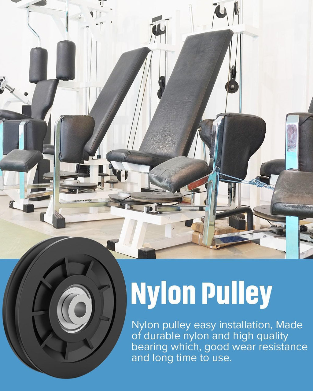 3.5" Nylon Pulley Wheel, Cable Replacement Pulley